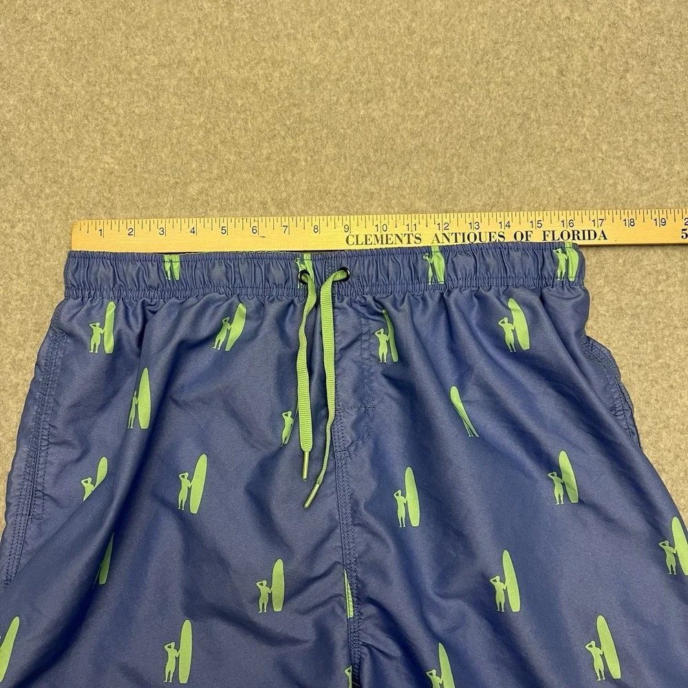 Johnnie O Swim Trunks Men's XL Blue Surf Board AOP Drawstring Beach Resort Sun